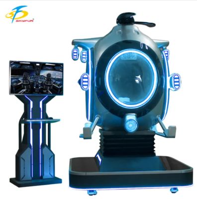 Machine de simulation de vol VR 9D personnalisable pour hélicoptère | Fun Fighter par SKYFUN – 1 joueur, plus de 55 jeux, joystick Thrustmaster, casque DPVR, utilisation en centre commercial et arcade