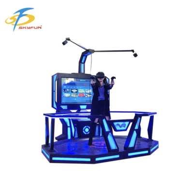 Plateforme de jeu VR HTC Vive 9D debout de stade intermédiaire – Simulateur VR interactif à l'échelle d'une pièce avec plus de 100 jeux, casque VR haute résolution, paiement par pièce ou par carte pour les arcades