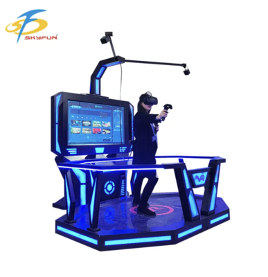Plateforme de jeu VR HTC Vive 9D debout de stade intermédiaire – Simulateur VR interactif à l'échelle d'une pièce avec plus de 100 jeux, casque VR haute résolution, paiement par pièce ou par carte pour les arcades