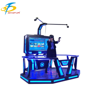 Plateforme de jeu VR HTC Vive 9D debout de stade intermédiaire – Simulateur VR interactif à l'échelle d'une pièce avec plus de 100 jeux, casque VR haute résolution, paiement par pièce ou par carte pour les arcades