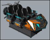 Simulateur de cinéma VR à 6 sièges de Fun Chariot. Ride en mouvement 9D multijoueurs avec structure de manivelle, lumières LED à double couleur, plus de 20 jeux exclusifs et lunettes DPVR