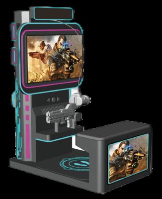 Simulateur de tir en réalité virtuelle Flyer amusant. Coin & QR Payment Self-Service, Tir en réalité virtuelle avec conception de siège, jeux 10+, lunettes DPVR E3S et moniteur 42 pouces