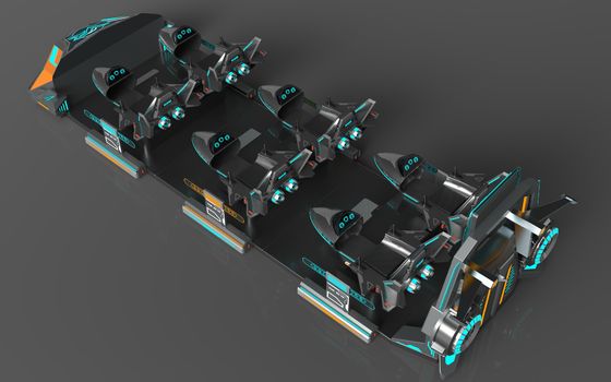 Un navire de guerre volant amusant 6 sièges Cinéma VR. Structure d'action individuelle, sièges extensibles, grand écran arrière, 55 jeux, lunettes DPVR E3-S et moniteur 32 pouces