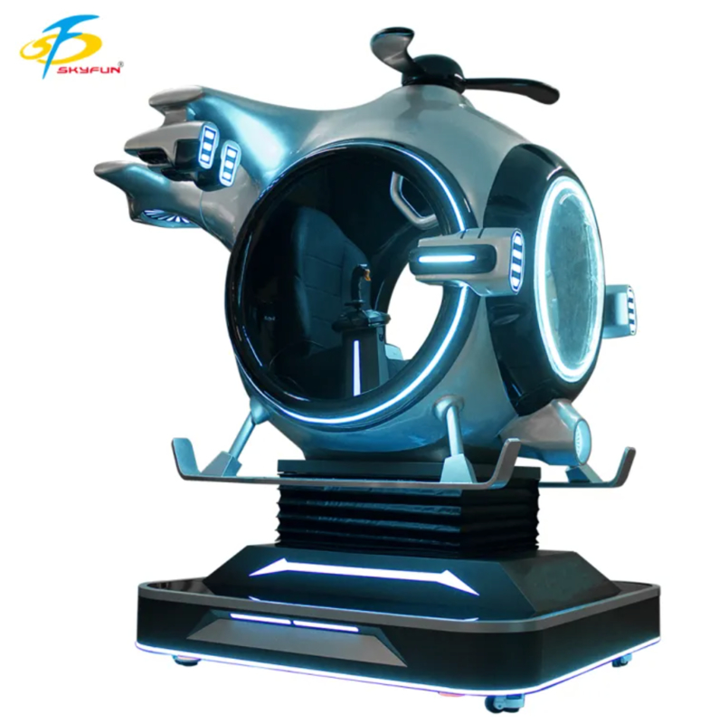 Machine de simulation de vol VR 9D personnalisable pour hélicoptère | Fun Fighter par SKYFUN – 1 joueur, plus de 55 jeux, joystick Thrustmaster, casque DPVR, utilisation en centre commercial et arcade