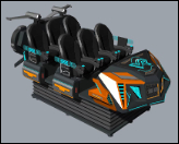 Simulateur de cinéma VR à 6 sièges de Fun Chariot. Ride en mouvement 9D multijoueurs avec structure de manivelle, lumières LED à double couleur, plus de 20 jeux exclusifs et lunettes DPVR