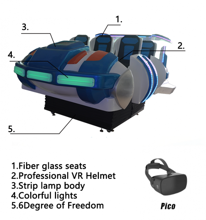 Machine multi de réalité virtuelle de vr des sièges 6seats 9d theater+6seats 9d de fournisseur d'or